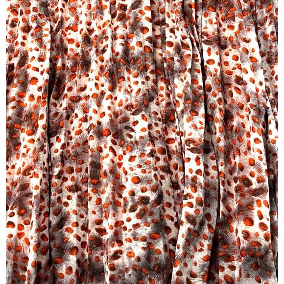 Pleated Skirt Womens Small Leopard Print Fall Colors Midi Skies are Blue - Picture 2 of 11